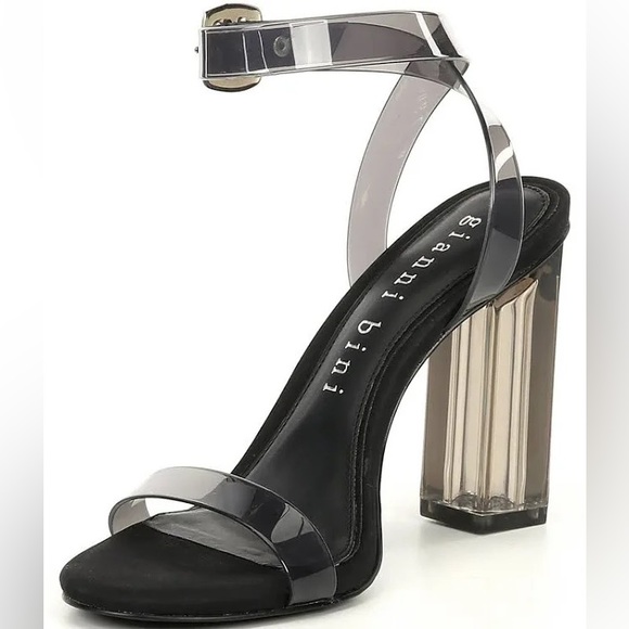 Gianni Bini Liyra Clear Ankle Strap Block Heel Sandals Smoke Size 9 - Picture 7 of 11
